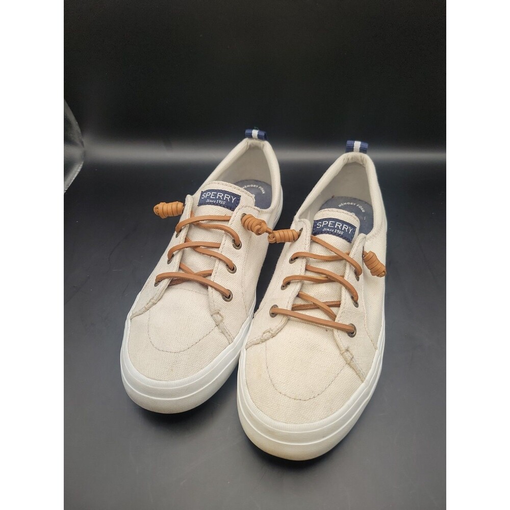 Sperry Top Sider Crest Vibe Womens Oat Beige Tan Boat Slip On Shoes Size 8.5